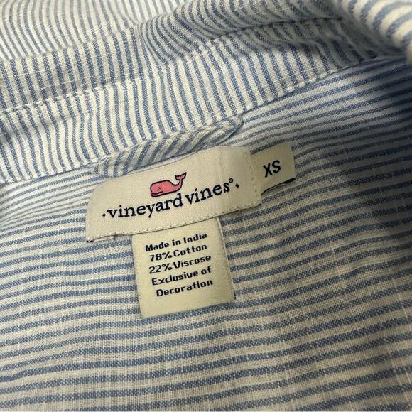Vineyard Vines Chambray Pinstripe Split Collar Tunic Long Sleeve Popover Size XS - Picture 5 of 5